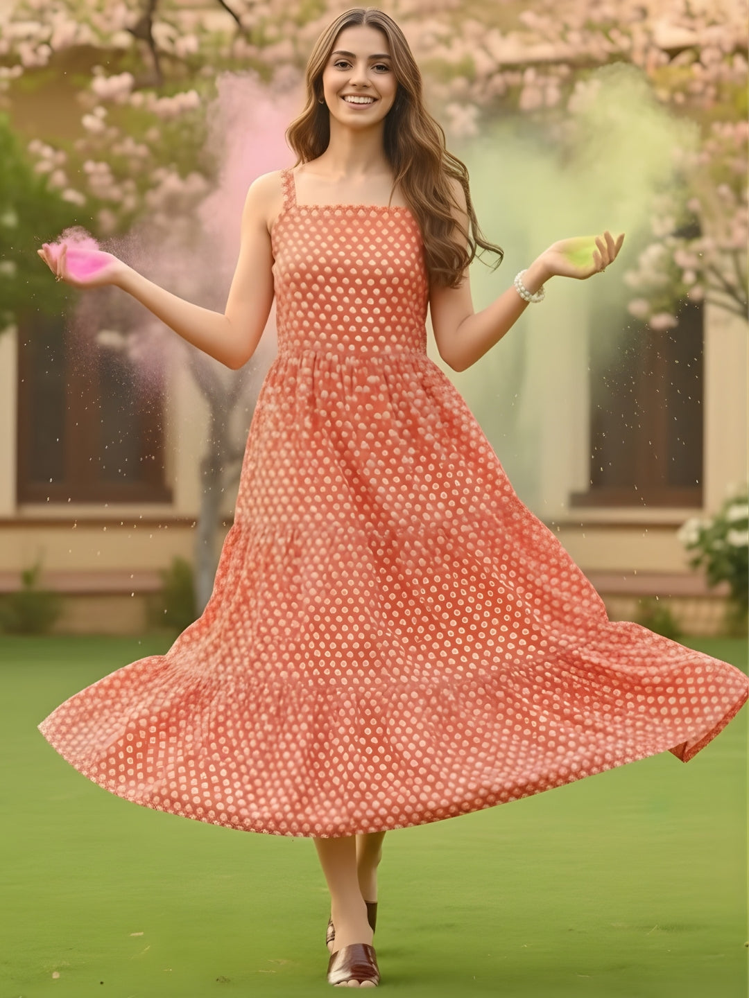Cotton Boho Holi Midi Dress
