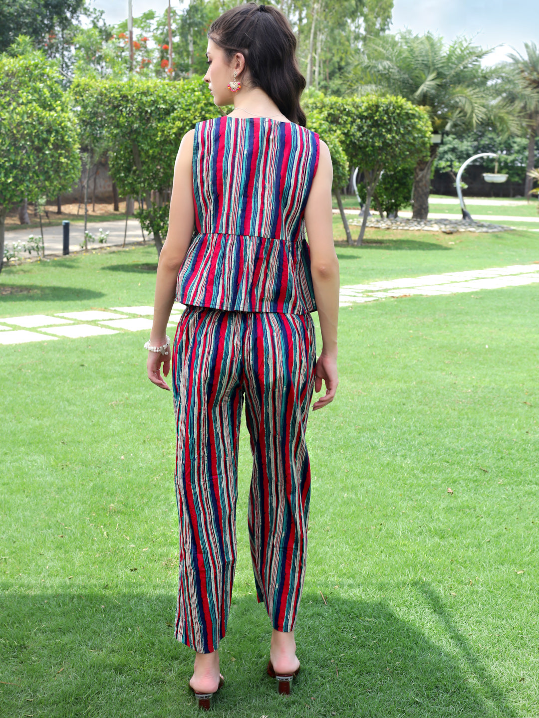Cotton Tie Front Boho Top & pallazo set