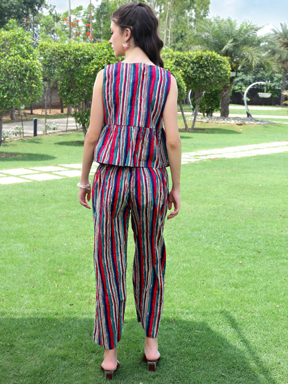 Cotton Tie Front Boho Top & pallazo set