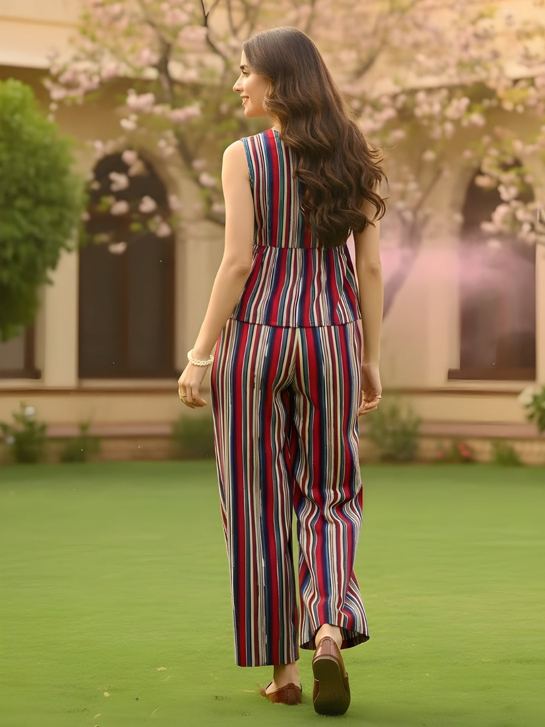 Cotton Holi Tie Front Boho Top & pallazo set