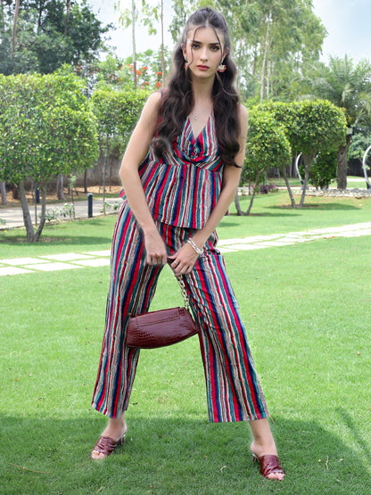 Cotton Tie Front Boho Top & pallazo set