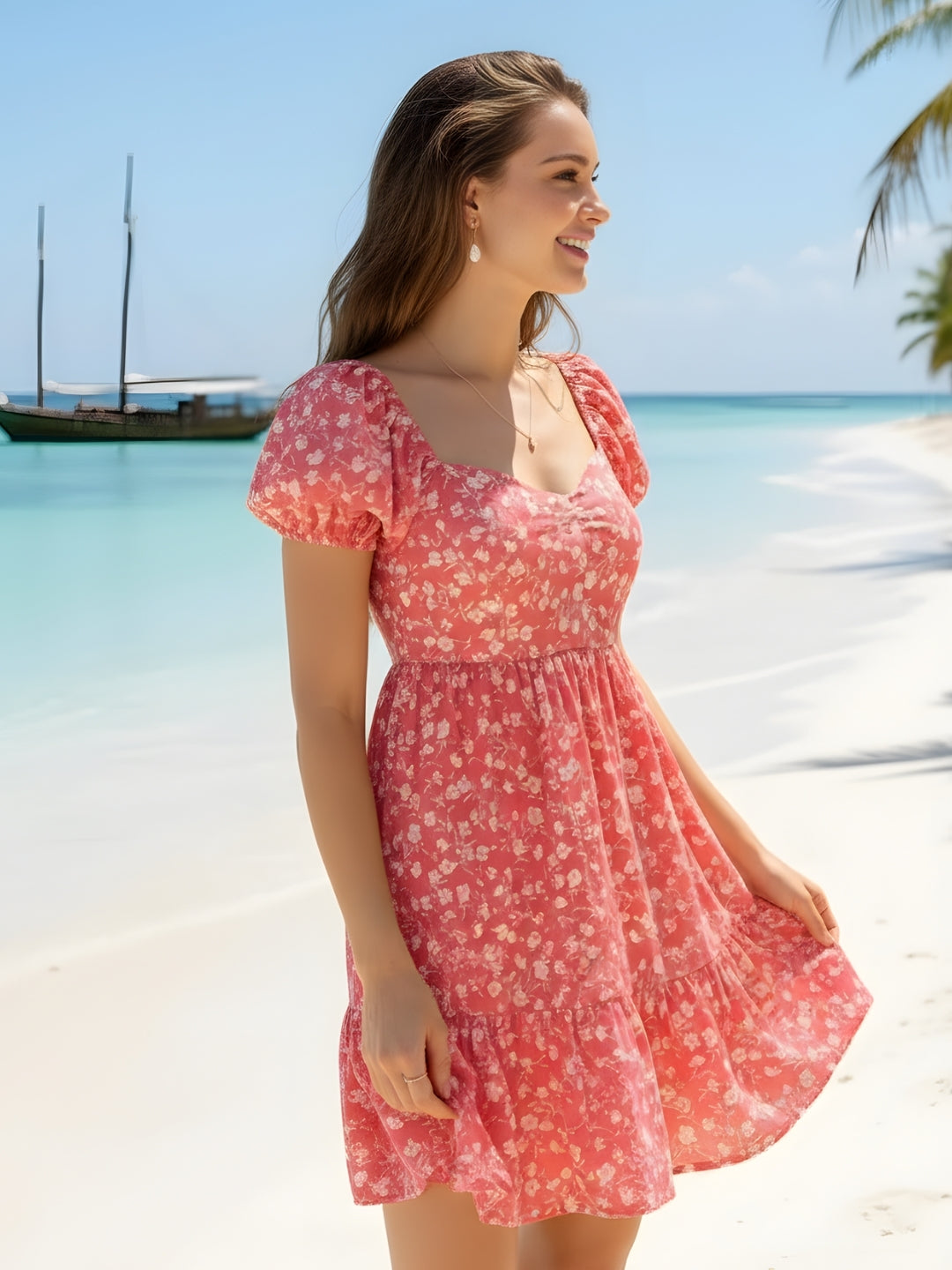 Premium Viscose Puff sleeve fit & flared dress