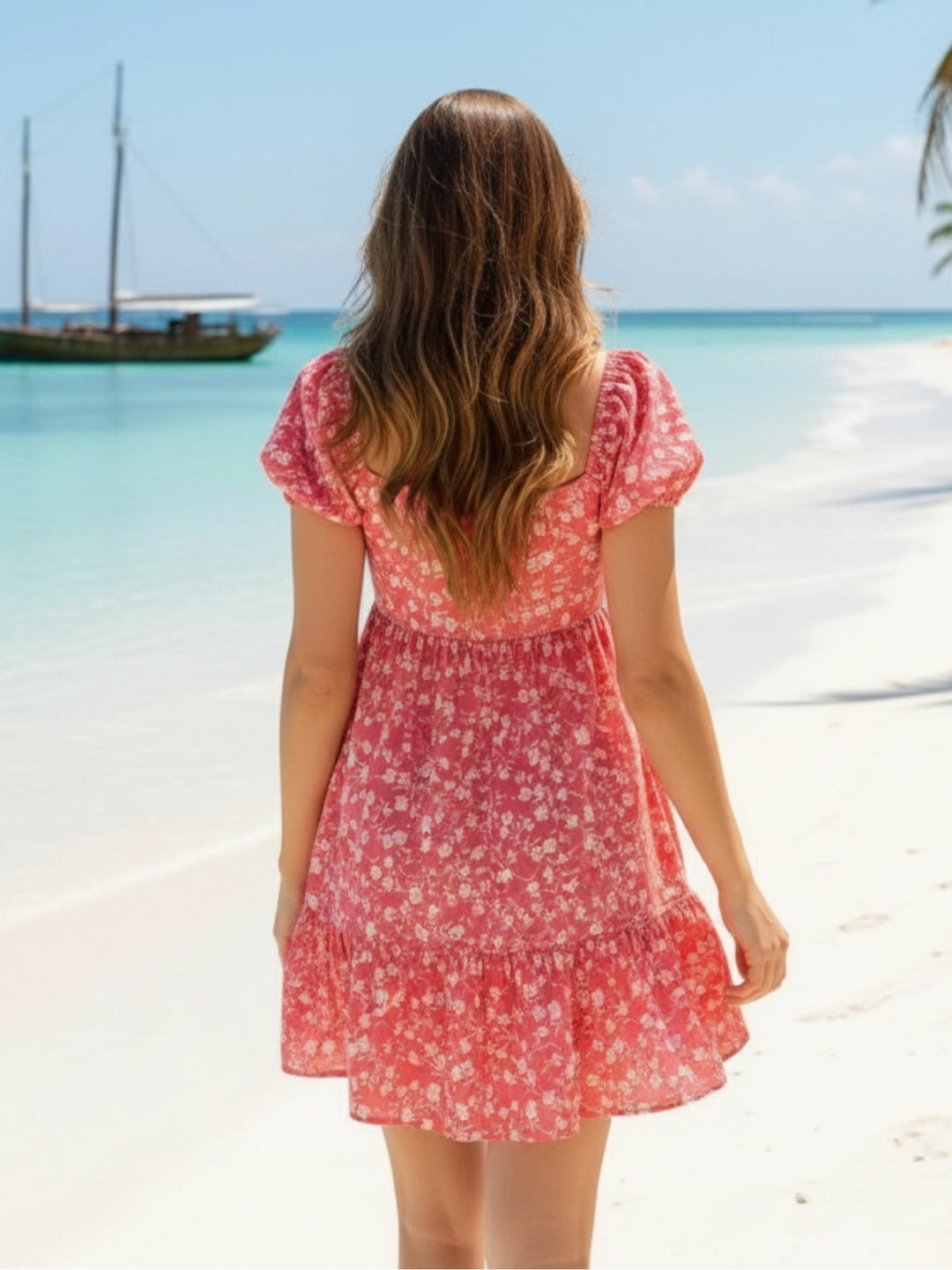 Premium Viscose Puff sleeve fit & flared dress