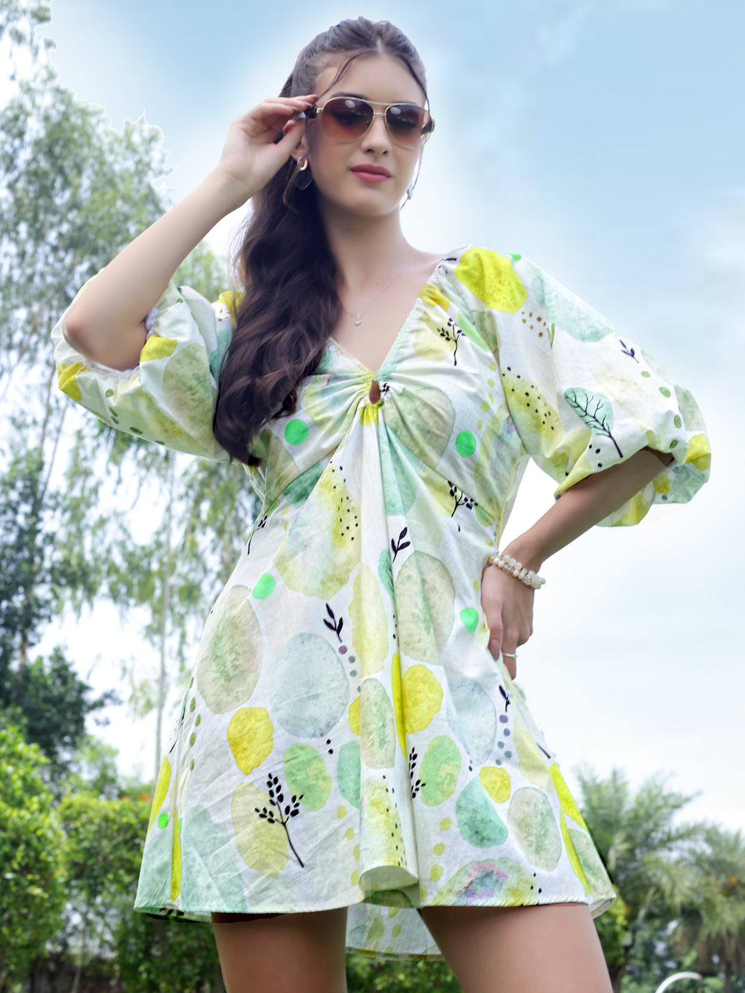 Premium cotton volume Sleeve Mini Dress
