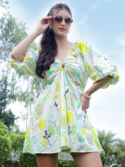 Premium cotton volume Sleeve Mini Dress