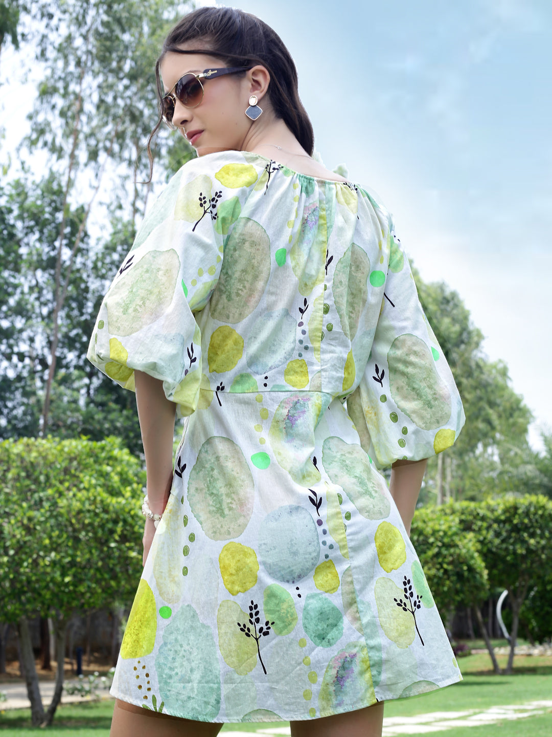 Premium cotton volume Sleeve Mini Dress