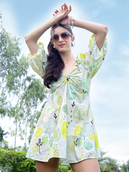 Premium cotton volume Sleeve Mini Dress