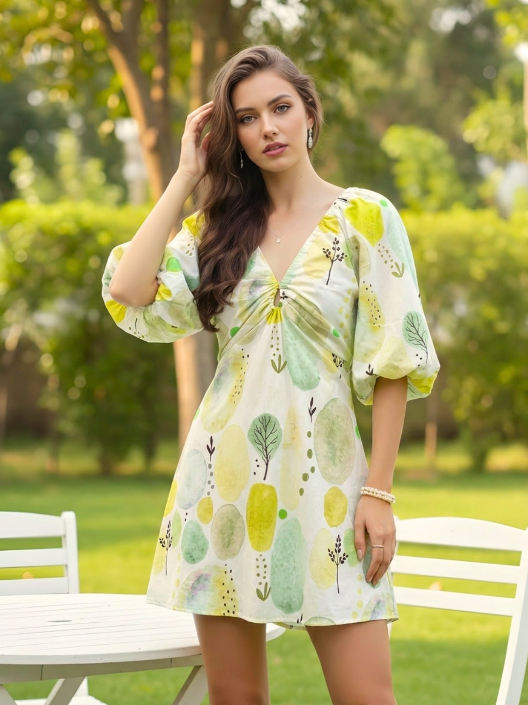 Premium cotton volume Sleeve Mini Dress