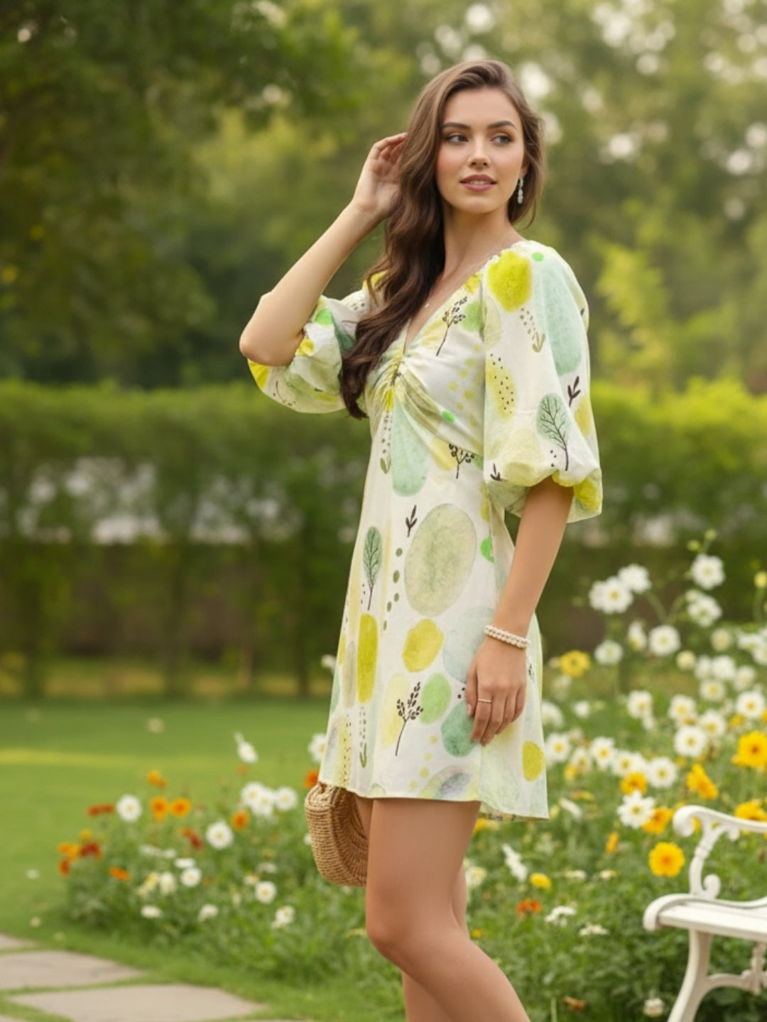 Premium cotton volume Sleeve Mini Dress