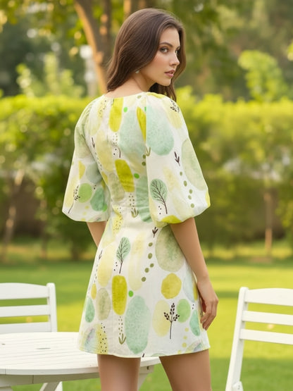 Premium cotton volume Sleeve Mini Dress