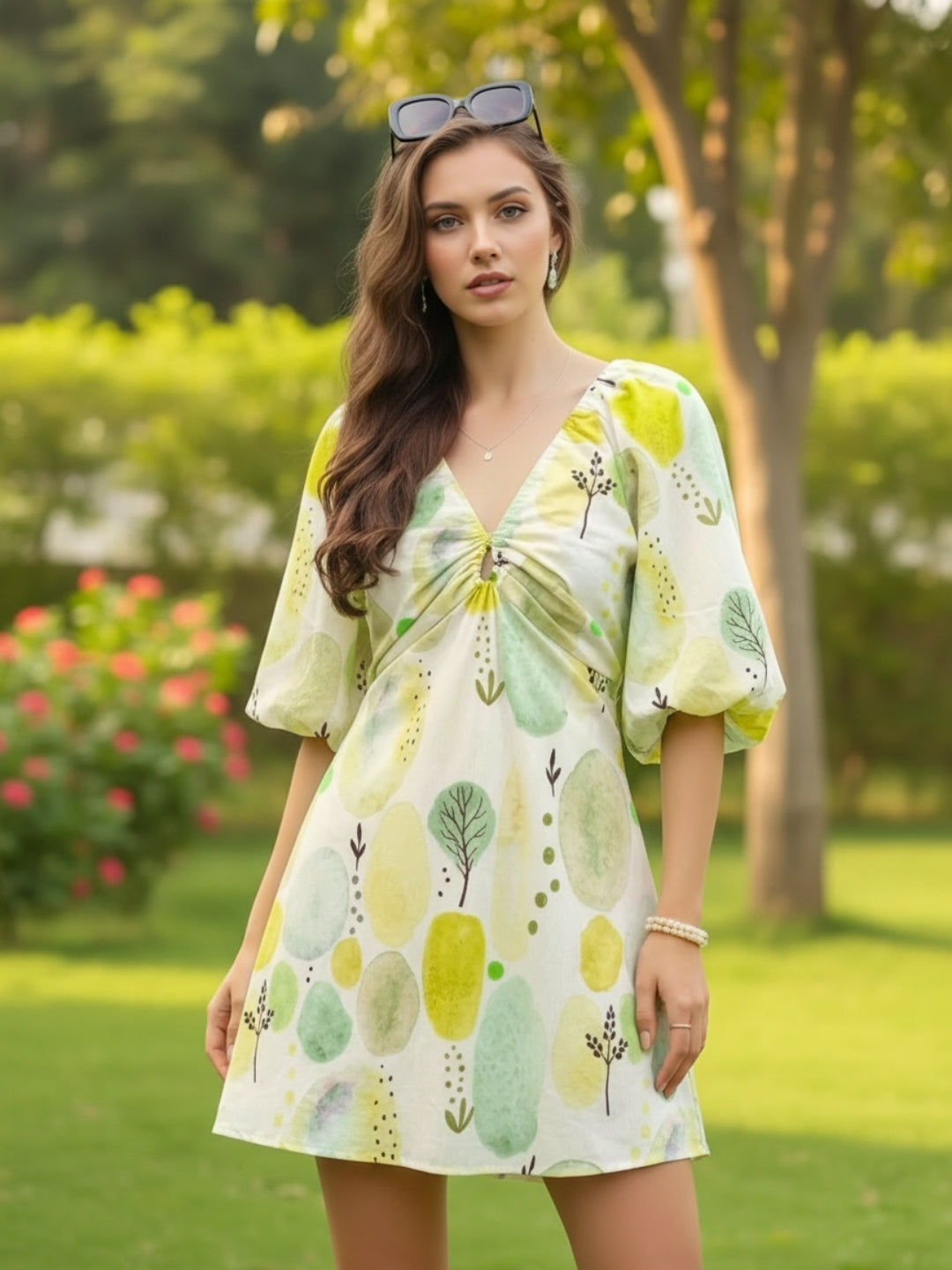 Premium cotton volume Sleeve Mini Dress