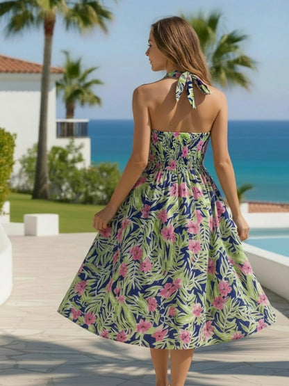 Jungle Bloom Strapless  Garden Party Meets Island Babe Midi Dress