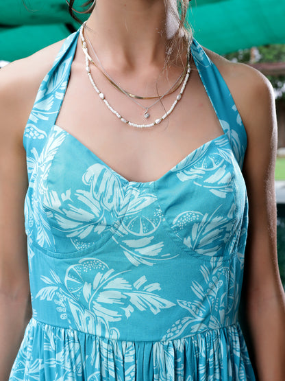 Streachable viscose halter mini dress