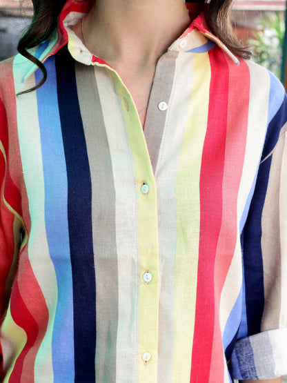 Linen Striped button down Cool Shirt