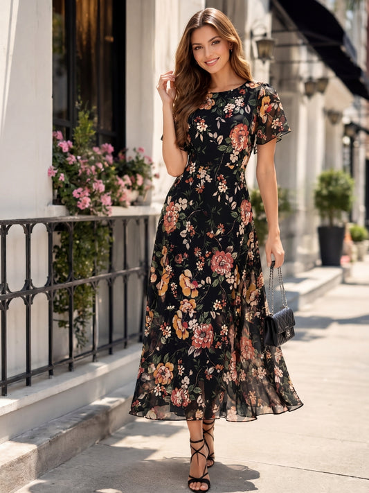 Chiffon Floral tie Dress