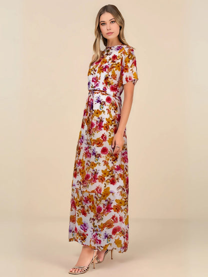 Sunlit Bloom Soft Floral Chiffon Dress