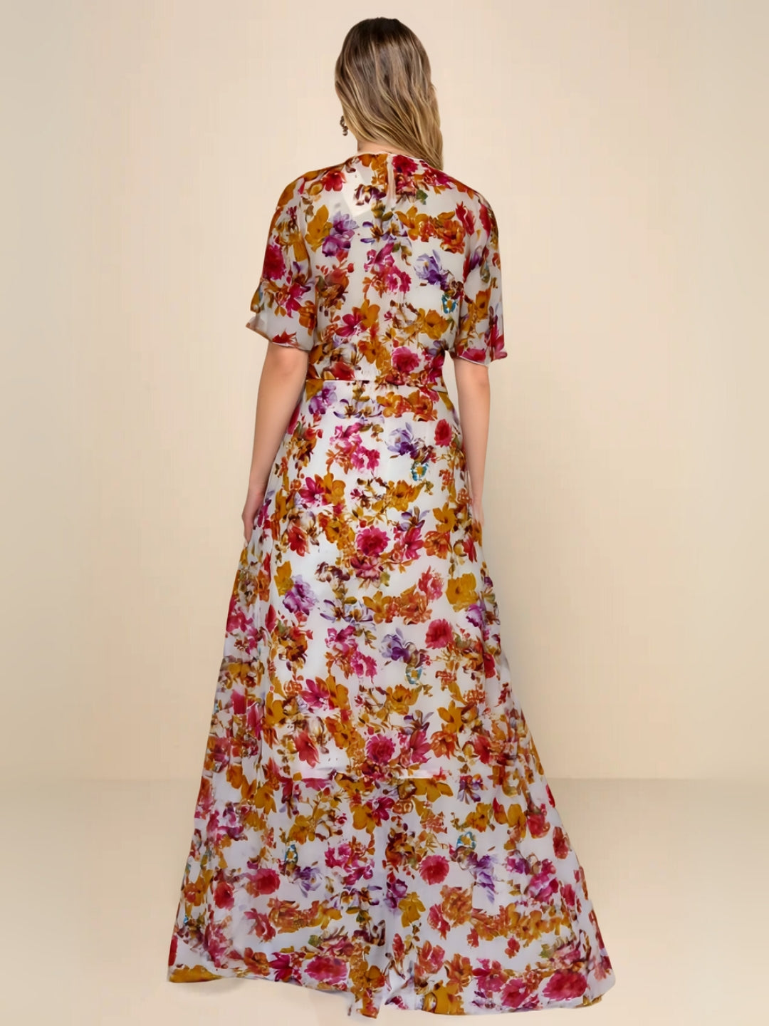 Sunlit Bloom Soft Floral Chiffon Dress