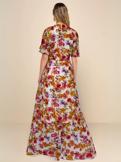 Sunlit Bloom Soft Floral Chiffon Dress