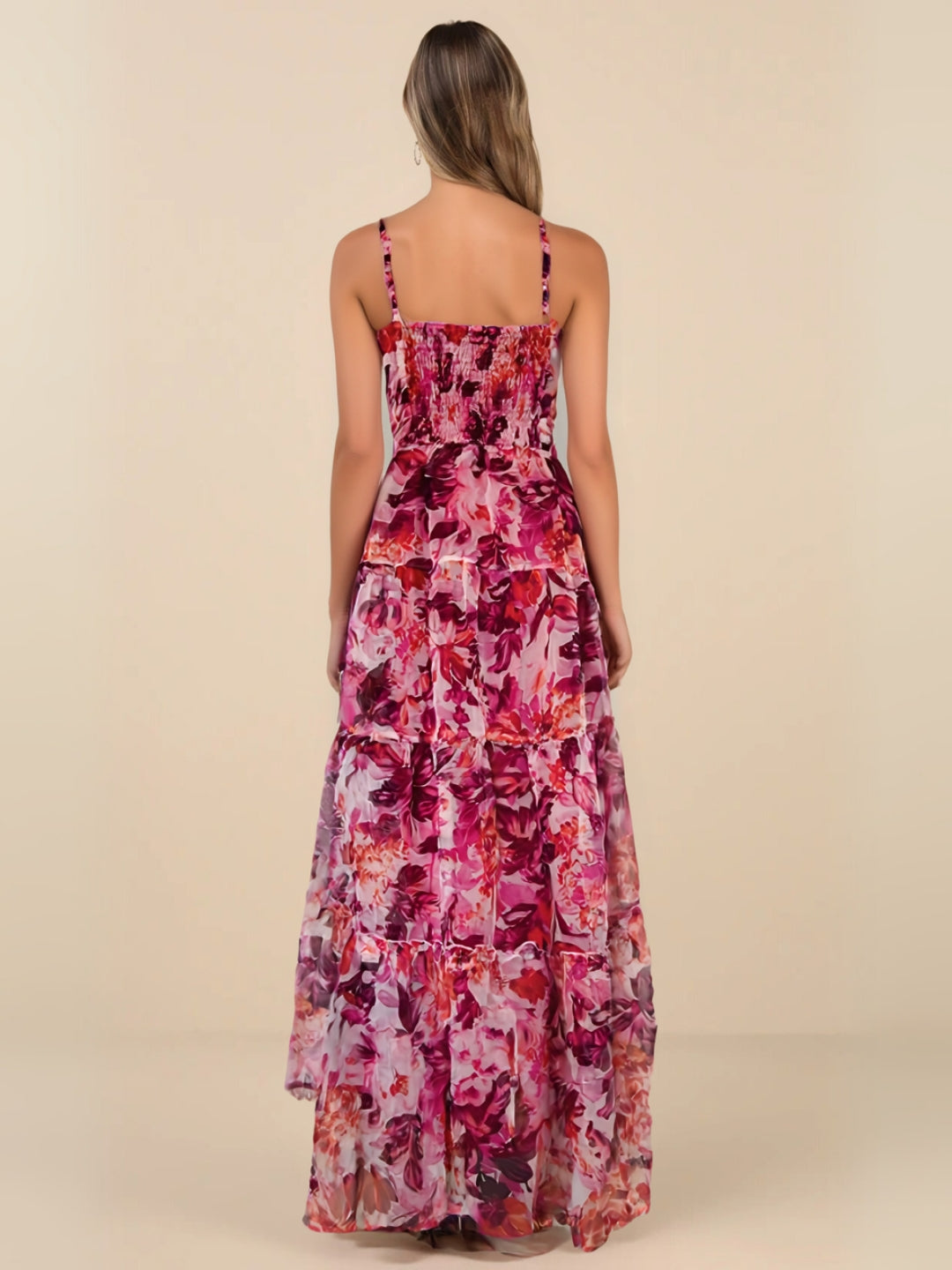 Fuchsia Fantasy Organza Bold Floral Maxi Dress
