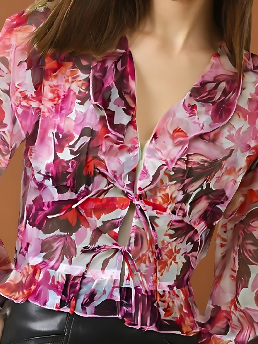 Floral Pink Puff Sleeve Shrug with Drawstring Waist | Trendy Summer Shrug