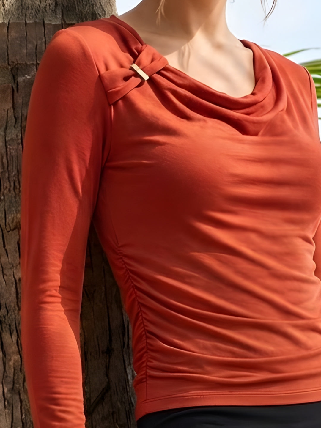 Viscose Draped Neck fitted Top