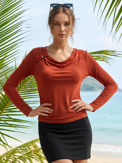 Viscose Draped Neck fitted Top