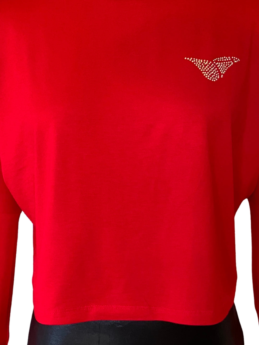 Classic Red Long Sleeve  Casual Chic Round Neck Basic Top