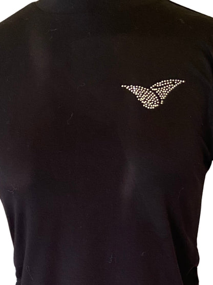 Black Mock Neck Short Sleeve Minimalist Casual Crop Top