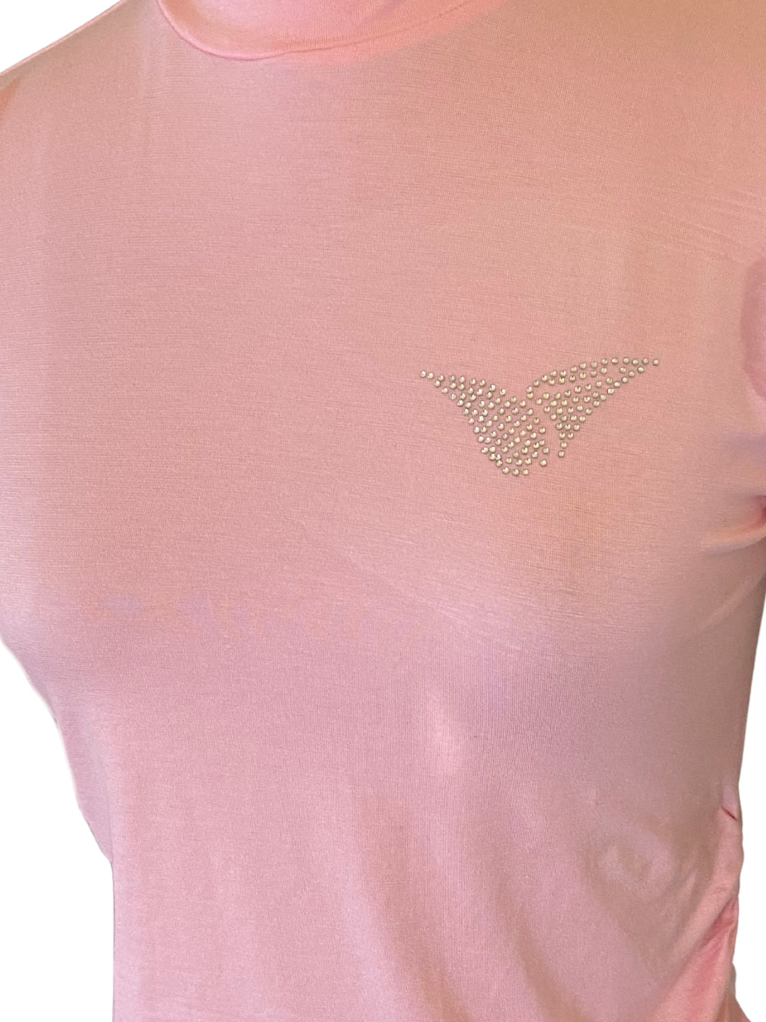 Pink Mock Neck  Short Sleeve Casual Fitted Crop Top