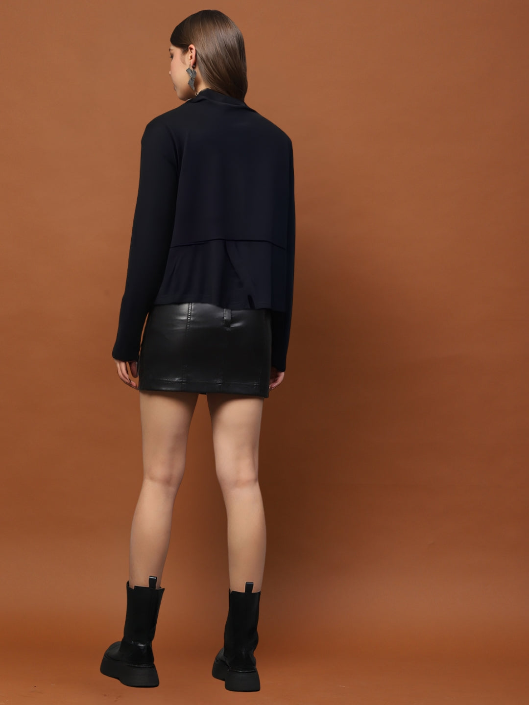 Black  Stylish Open Front Long Sleeve Shrug  Casual Shrug