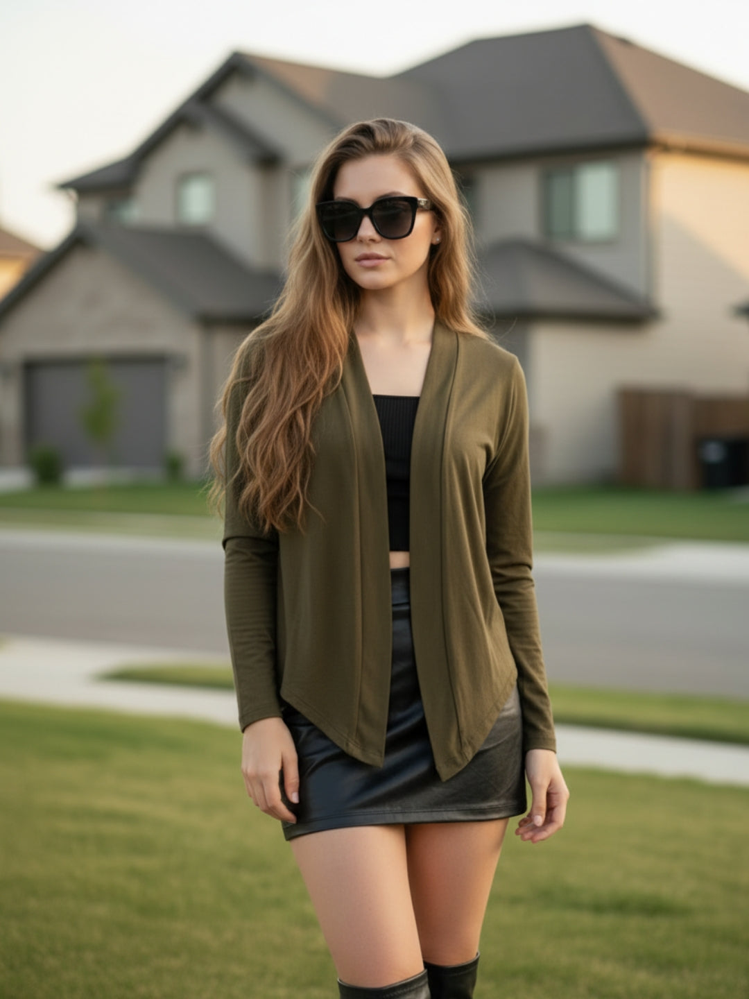 Open Front  Lightweight Long Sleeve Casual Cardigan Shrug