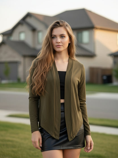 Open Front  Lightweight Long Sleeve Casual Cardigan Shrug
