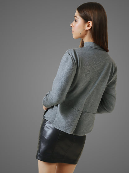 Grey Shrug for Women Stylish Open Front Long Sleeve Shrug
