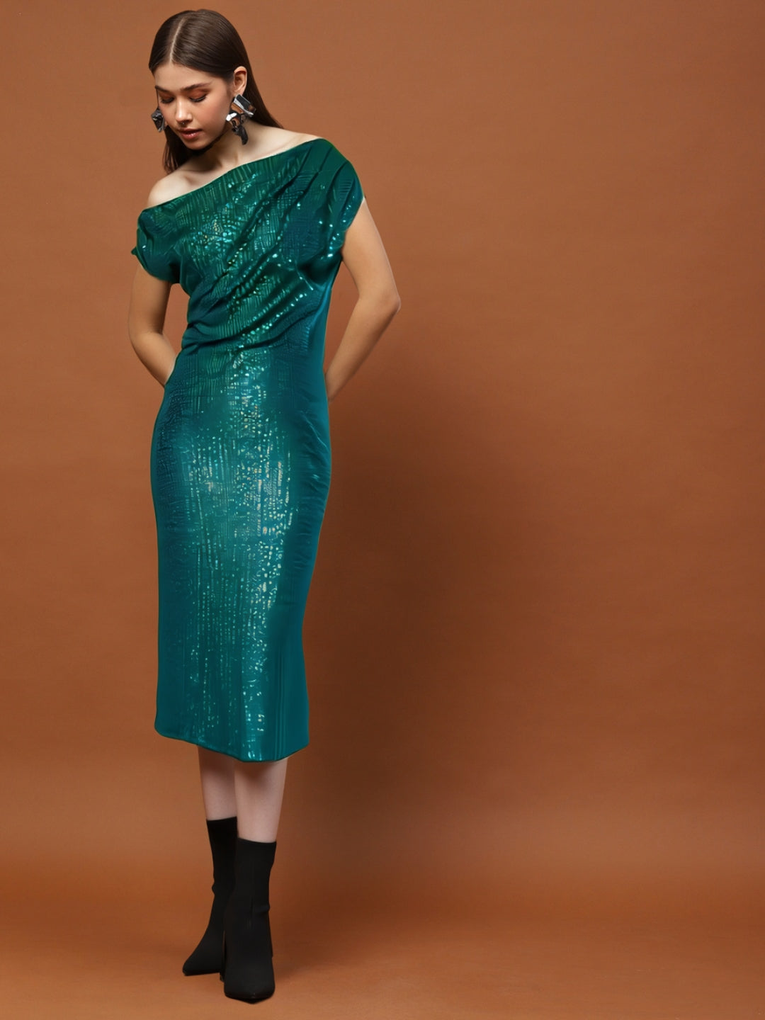Green Sequin One Shoulder Bodycon Mini Dress – Glamorous Party & Evening Wear