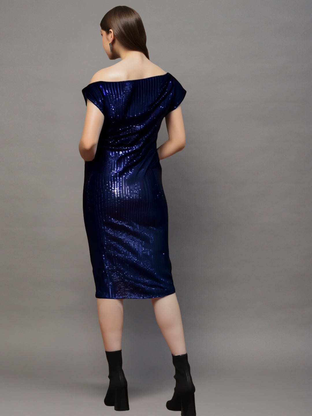 Navy Sequin One Shoulder Bodycon Mini Dress – Glamorous Party & Evening Wear