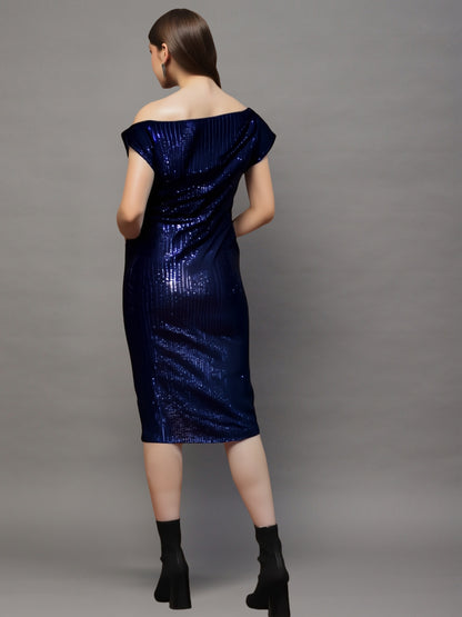 Navy Sequin One Shoulder Bodycon Mini Dress – Glamorous Party & Evening Wear