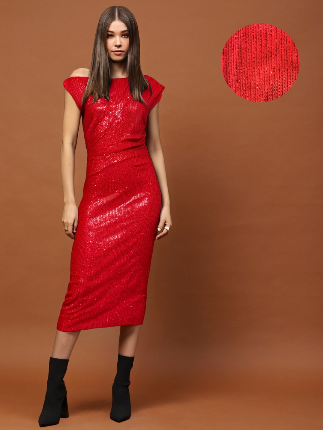 Red Sequin One Shoulder Bodycon Mini Dress – Glamorous Party & Evening Wear
