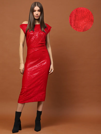 Red Sequin One Shoulder Bodycon Mini Dress – Glamorous Party & Evening Wear