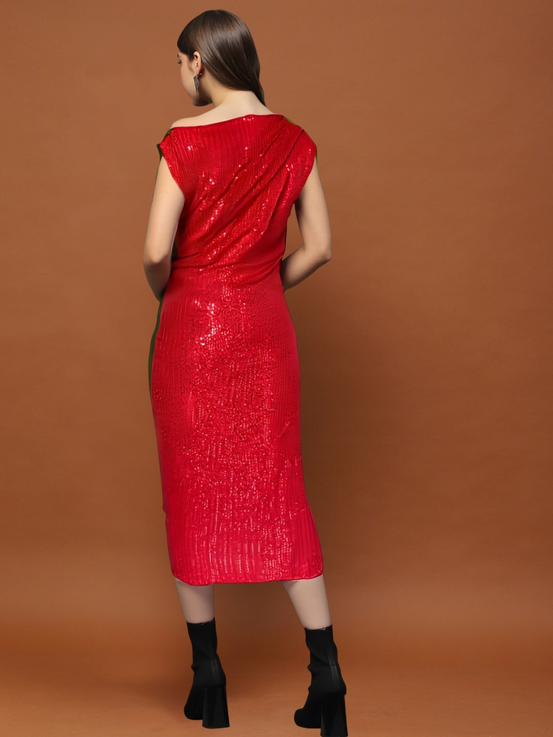 Red Sequin One Shoulder Bodycon Mini Dress – Glamorous Party & Evening Wear