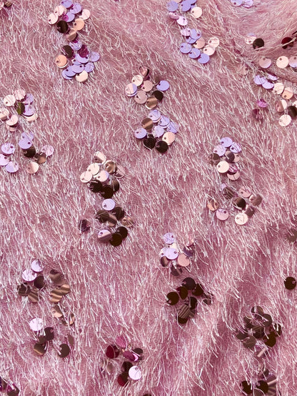 Pink Sequin Furry Top for Women – Partywear Shimmer Top | Stylish Designer Evening Top