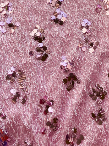 Women’s Pink Sequinned Party Shrug | Stylish Fuzzy Glitter Jacket for Festive & Evening Wear