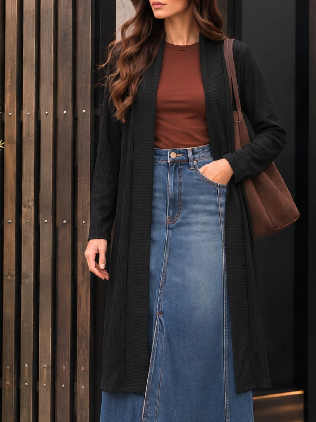 Strechable Textured long Shrug