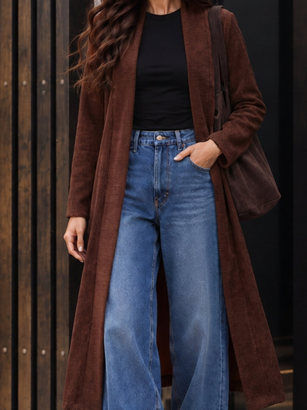Strechable Textured long Shrug