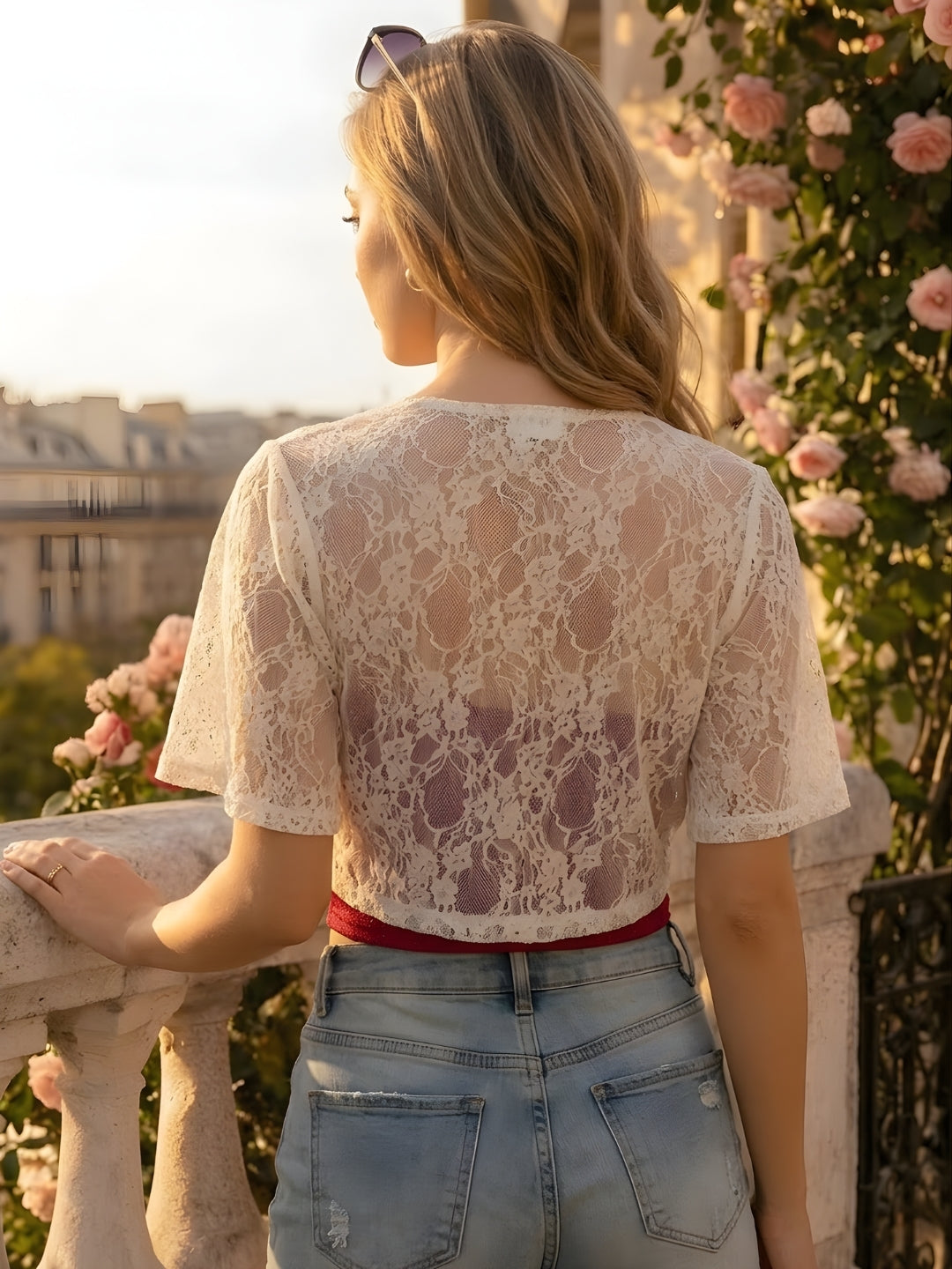 Stylish Short Sleeve Sheer Crop Shrug for Dresses & Tops