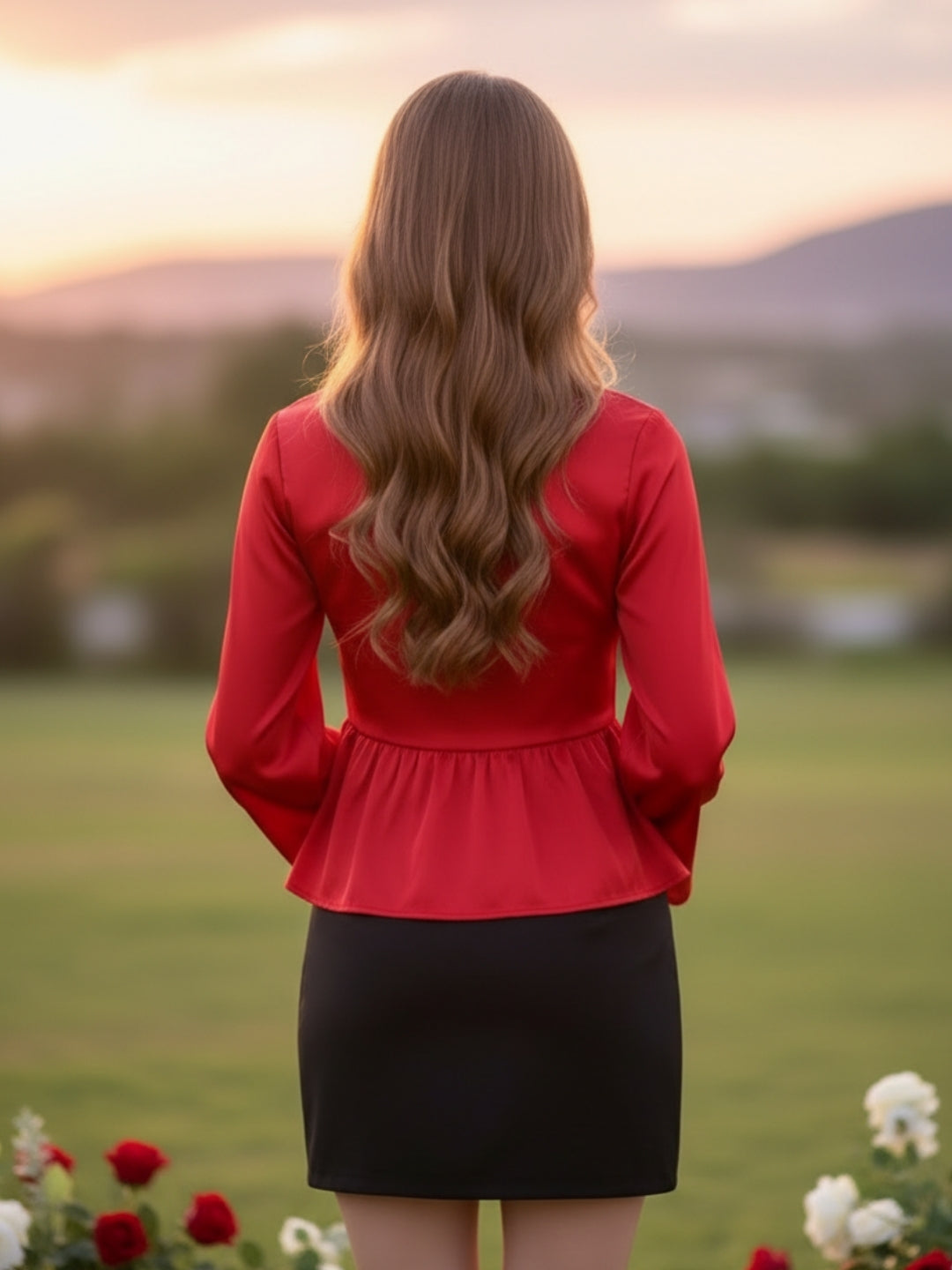 Red Tie-Up Shrug for Women