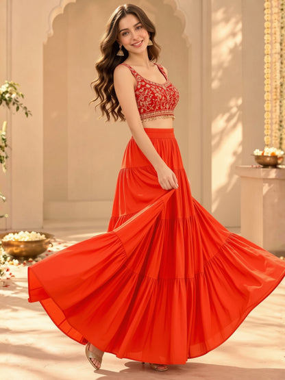 Crepe Tiered Festive Skirt