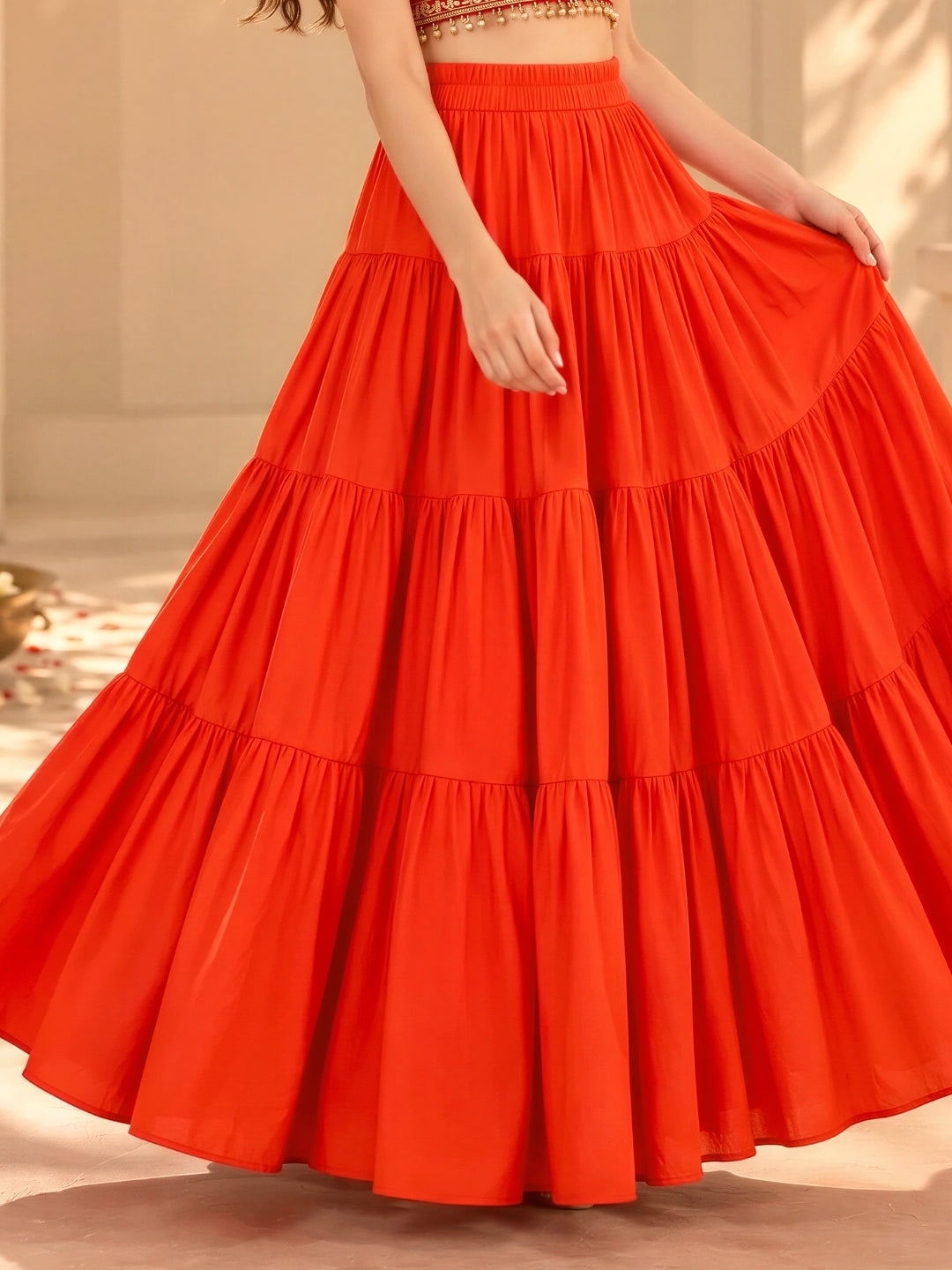 Crepe Tiered Festive Skirt