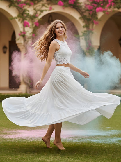 Cotton Holi Tiered Maxi Skirt