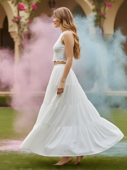Cotton Holi Tiered Maxi Skirt