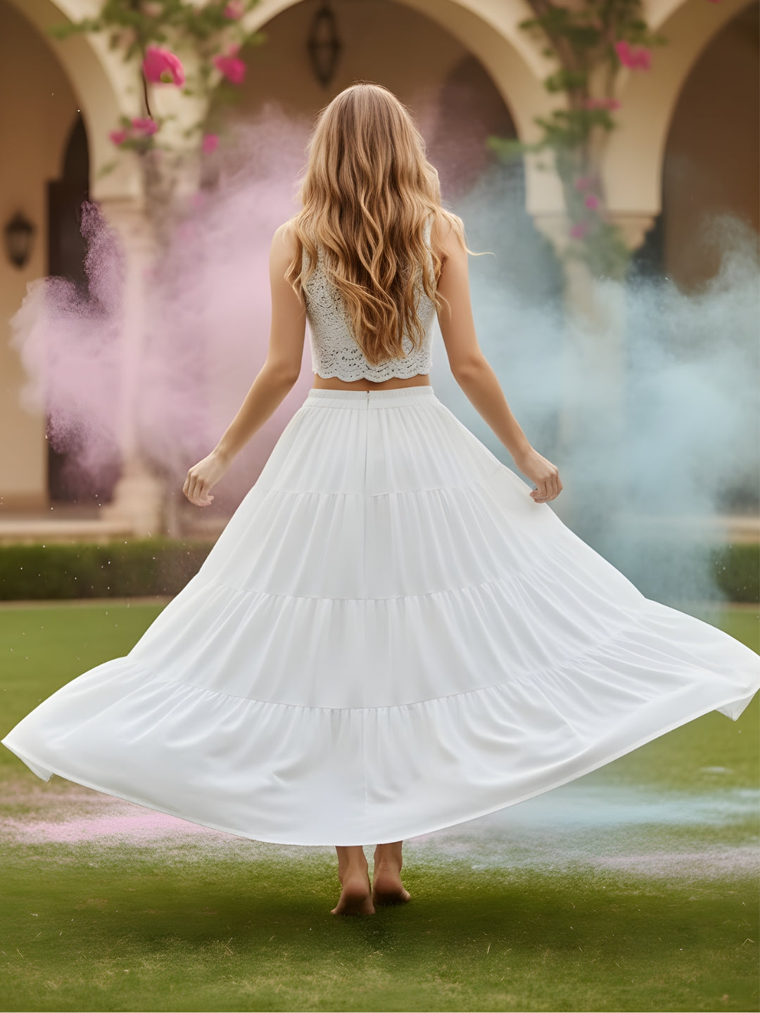 Cotton Holi Tiered Maxi Skirt